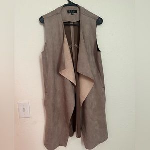 Cardigan, pleather, gray and tan